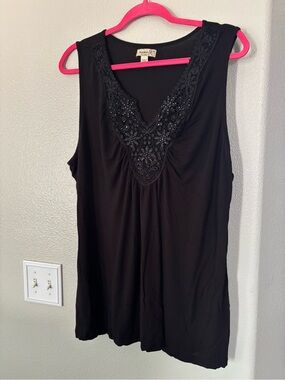 One World Live and Let Live Black Sleeveless Blouse 2X